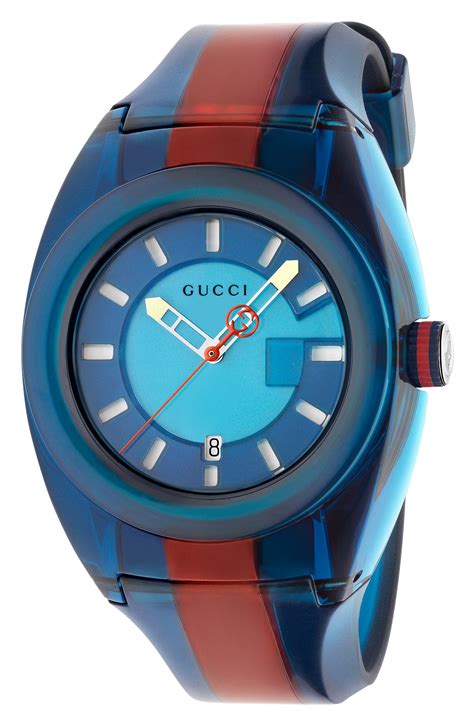 gucci mens sync white transparent rubber strap watch|authentic Gucci rubber watch bands.